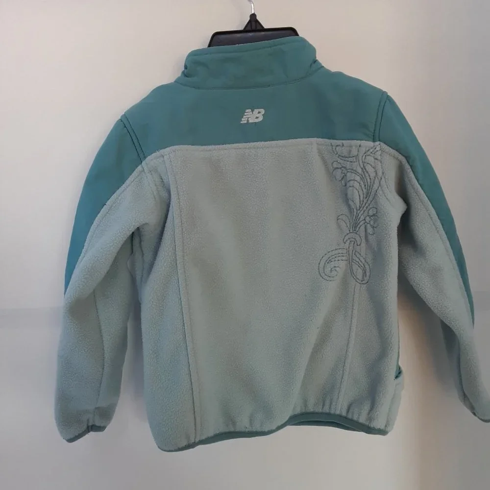 New Balance Girl's Size 6 Blue Floral Full Zip‎ Fleece Jacket